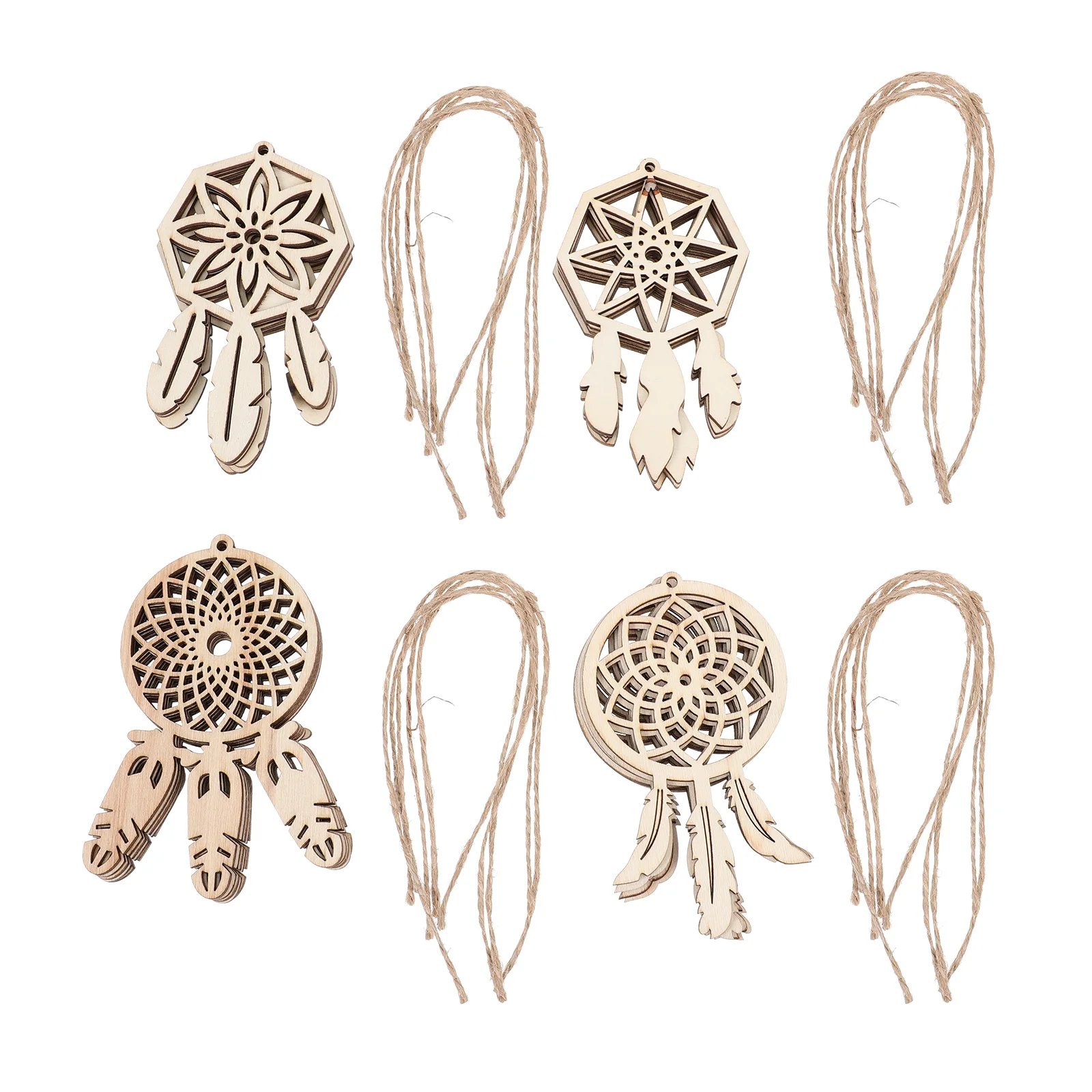 

40 Pcs Decorate Wooden Ornaments Crochet Kits Fake Lamps Dreamcatcher Adornments