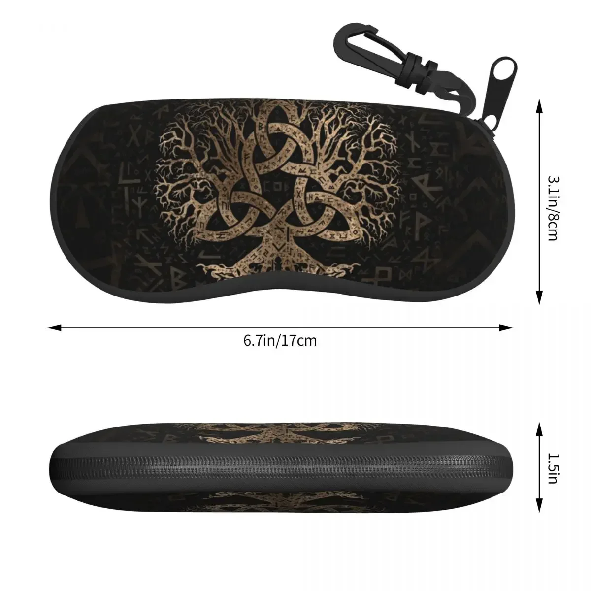 Tree Of Life With Triquetra On Futhark Pattern Shell Eyeglasses Case  Norse Yggdrasil Glasses Case Sunglasses Box Pouch