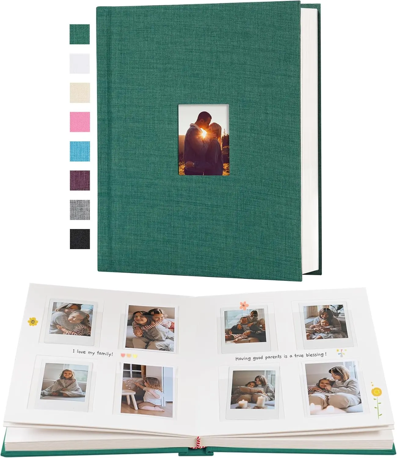 

112 Pockets Instax Mini Photo Album For 2x3 Pictures, Linen Hardcover Photo Album With Writing Space, Album Book F