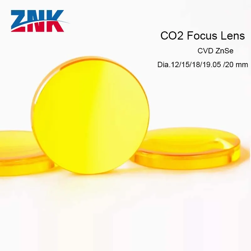 ZNK CO2 10PCS Focus Lens CVD ZnSe Lens Dia.18/19.05 /20 mm FL38.1 50.8 63.5 101.6 for CO2 Engraving Cutting Machine