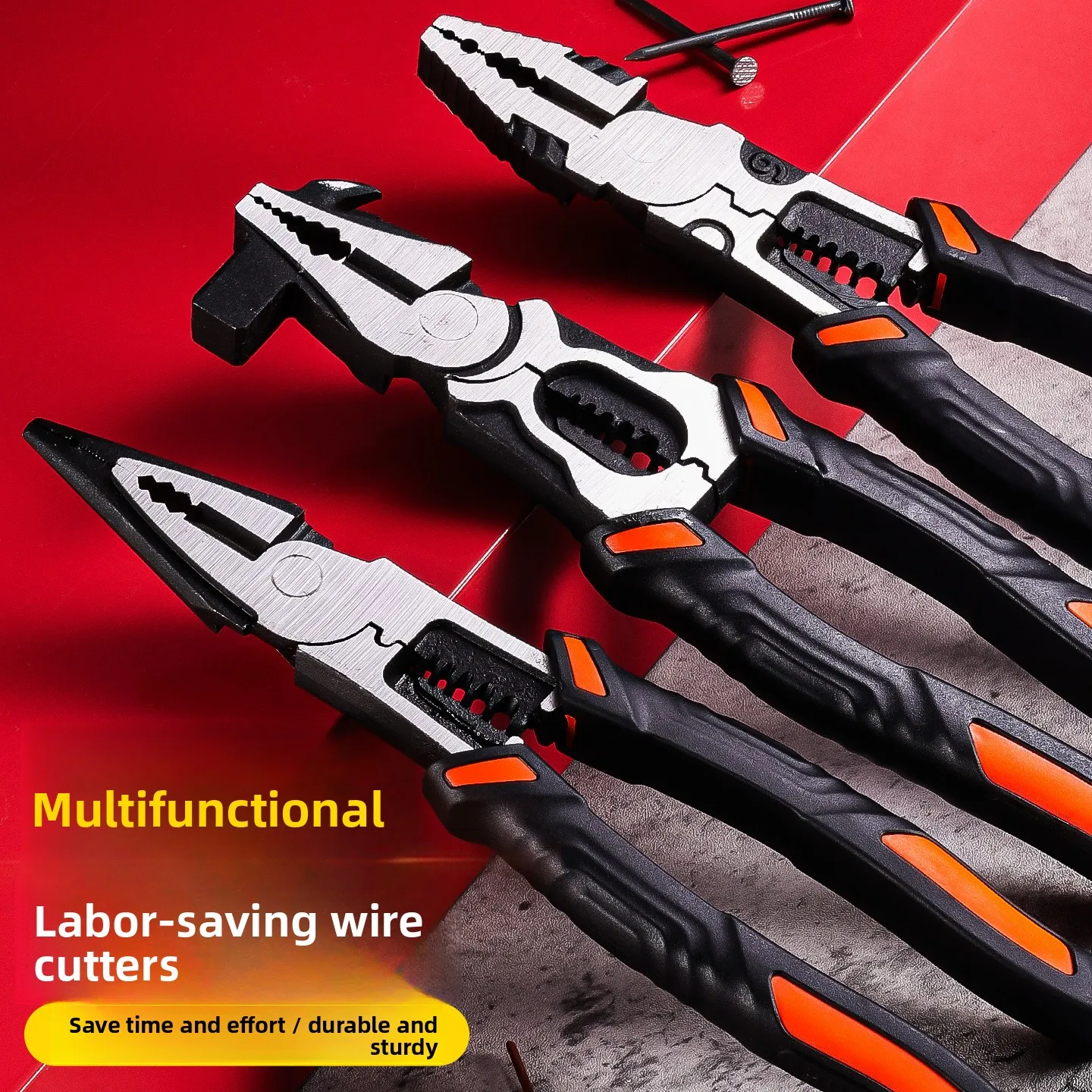 

Промышленные 9-дюймовые плоскогубцы с функцией экономии усилий - многофункциональные кусачки для электрика с игольчатым молотком и функцией зачистки проводов