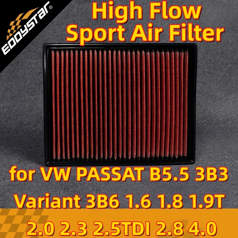 

Спортивный воздушный фильтр с высоким расходом для VW PASSAT B5.5 3B3 Variant 3B6 1.6 1.8 1.9T 2.0 2.3 2.5TDI 2.8 4.0 Моющиеся гоночные впускные фильтры