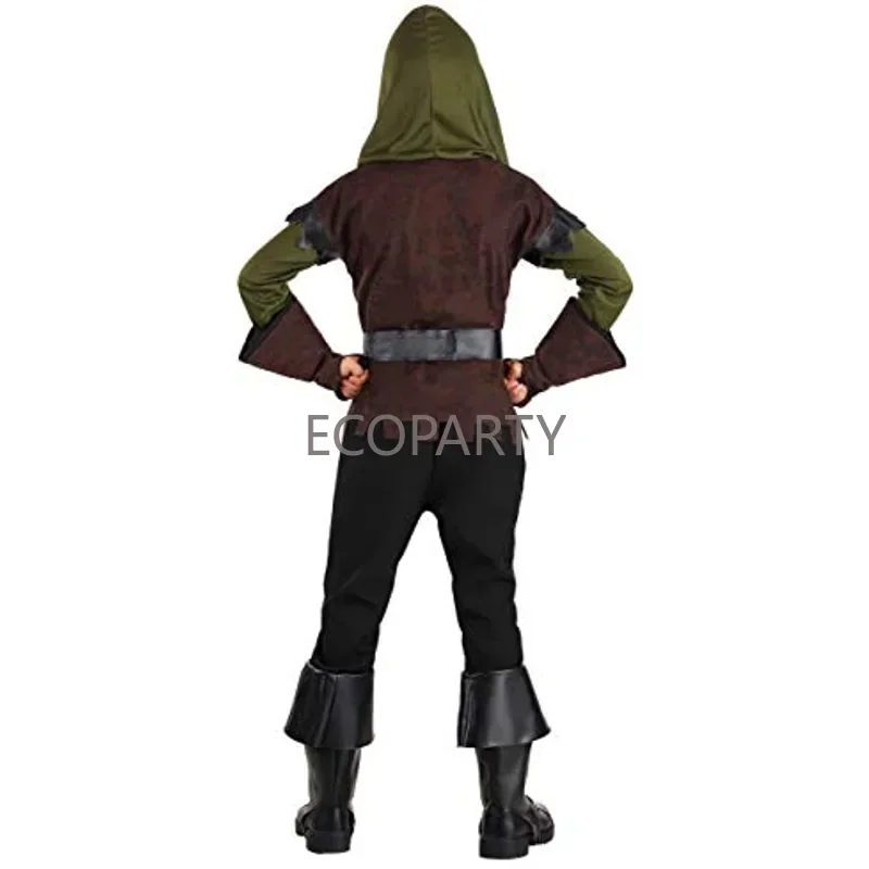 Costume da arciere per bambini Costume da cacciatore per ragazzi Robin Hood Cosplay per Halloween Purim Carnevale Abiti da festa Costumi di Halloween per uomo