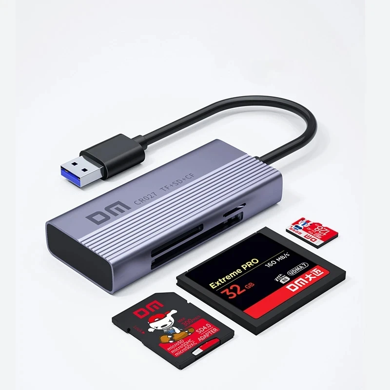 DM 3 في 1 SD/TF/CF قارئ بطاقة متعددة مع منفذ USB مناسبة لأجهزة الكمبيوتر المحمول قارئ بطاقة الذاكرة CR027