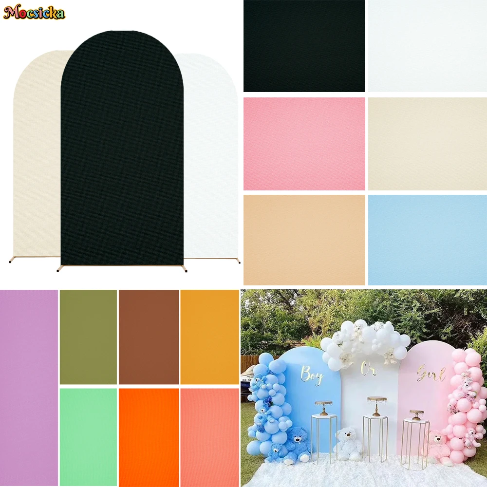 Cubierta de arco de doble cara, fondo arqueado de LICRA para cumpleaños, fiesta de boda, cabina personalizable de Color sólido negro y blanco