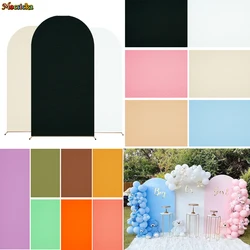 Double-sided Arch Cover Backdrop Spandex Arched Background for Birthday Wedding Party Black White Solid Color Customizable Booth