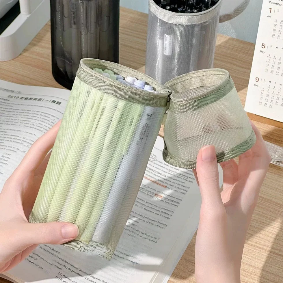 

Органайзер для карандашей, прозрачная сумка для канцелярских принадлежностей большой вместимости, сетчатый пенал, портативная сетчатая сумка для ручек для путешествий, школы, офиса