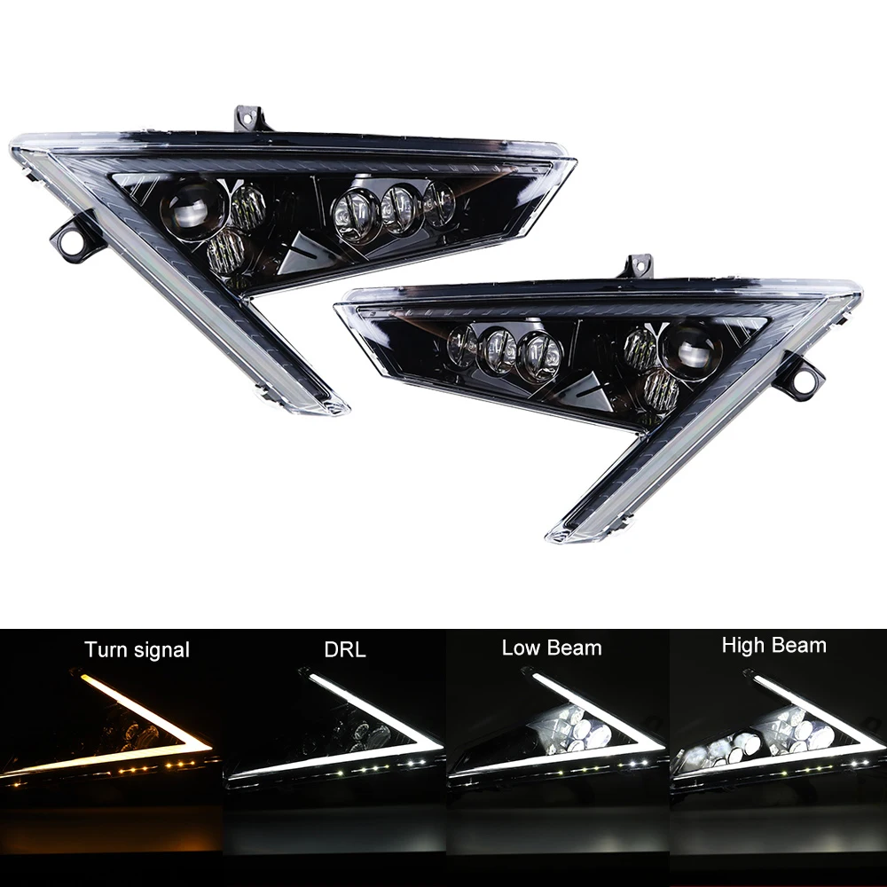For 2020-2021 Polaris RZR PRO XP 4 LED Headlight White DRL Amber Turn Signal Projector Headlamp