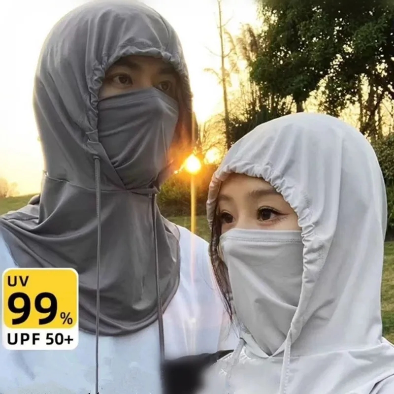 UPF 50+ Balaclava Men Women Face Mask Sun/UV Protection Breathable Long Ice Silk Neck Covers for Cycling Motorcycle Fishing