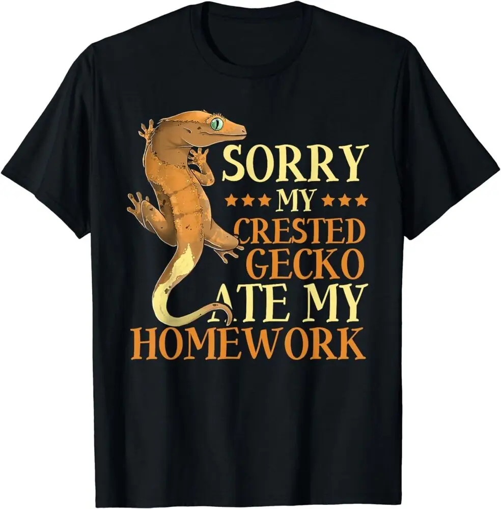 

Crested Gecko Ate My Homework T-Shirt For Men Clothing Women Tees High Quality 100%Cotton Short Sleeve