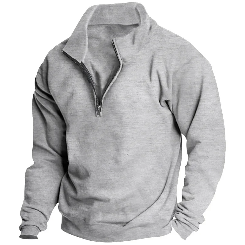 Warmer Herren-Fleecepullover im amerikanischen Stil 2025, mit einem Viertelreißverschluss-Design, die perfekte Wahl für Freizeit- und Aktivkleidung.