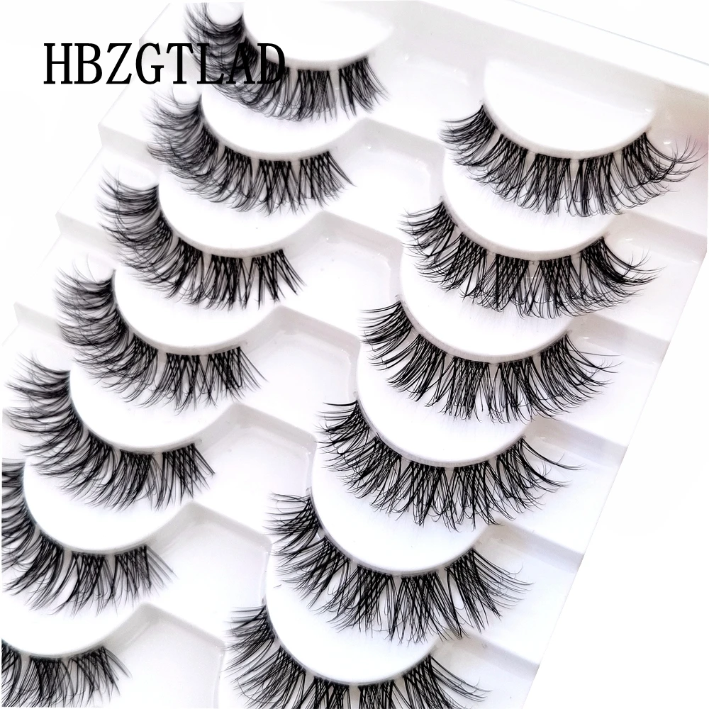 10pairs Eyelashes 3D Faux Mink Eyelashes Clear Band False Lashes Fluffy Soft Manga Lashes Wispy Natural Eyelash Extension Makeup