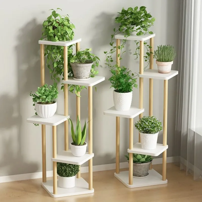 Indoor Standing Plant Rack Minimalist Multi Tier Balcony Shelving Light Luxury Plant Stand Balcony Decorations Flower Pot Stand