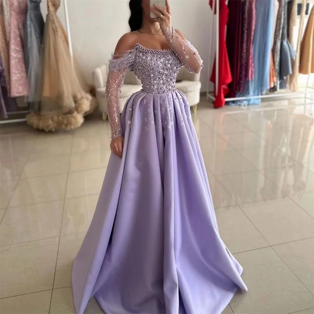 

Evening Gown Prom Dress Scoop Neckline Ball Floor Length Skirts Tulle Beading Bead Pearl Bespoke Occasion Dresses Saudi Arabia F