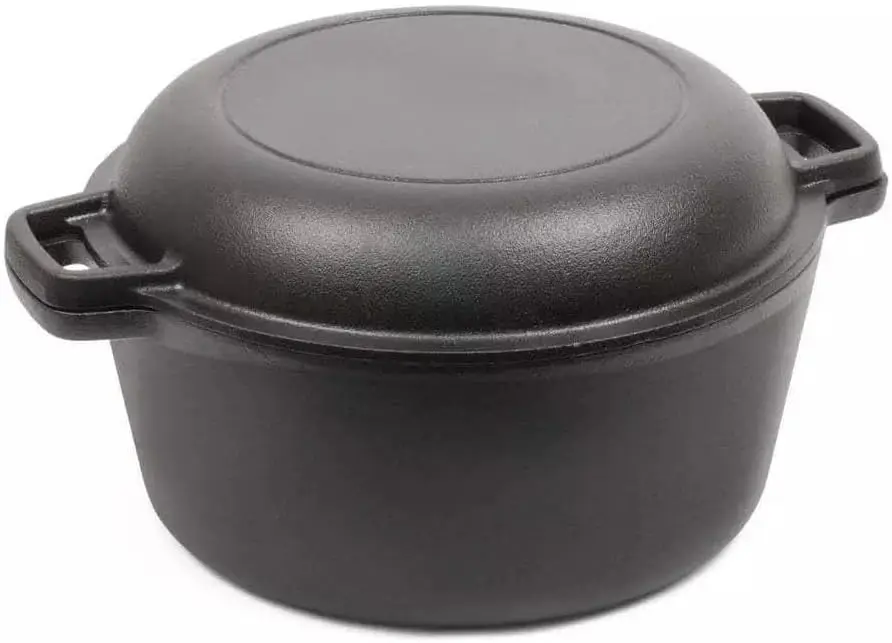 

For Commercial CHEF Cast Iron Dutch Oven 5 Qt Pre-Seasoned Set Lid Heavy-Duty
