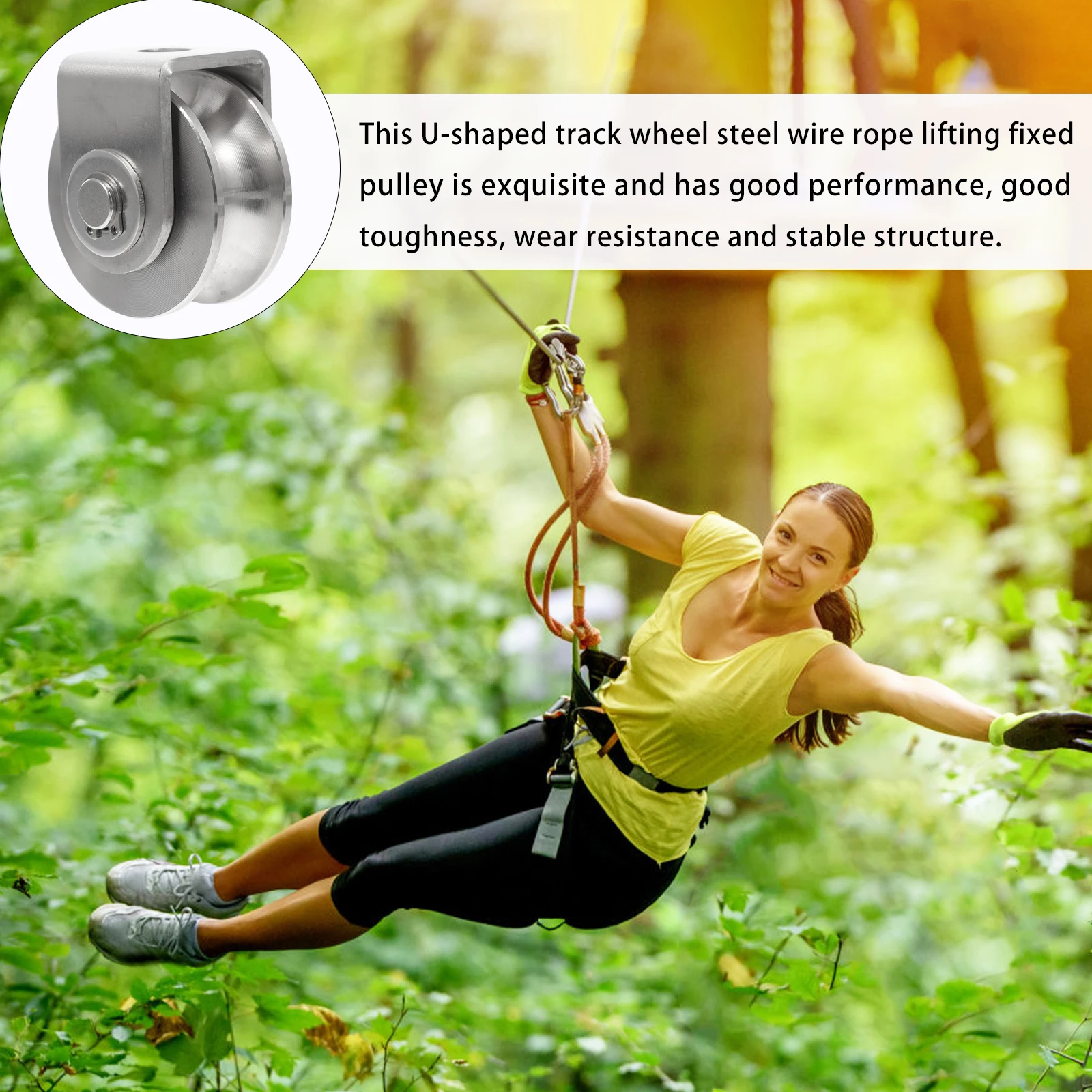 

Stainless Steel U-Groove Pulley Single Wheel Load Bearing Fixing Lifting Roller U-Type Fixed Pulley Block Durable Hardware Tools