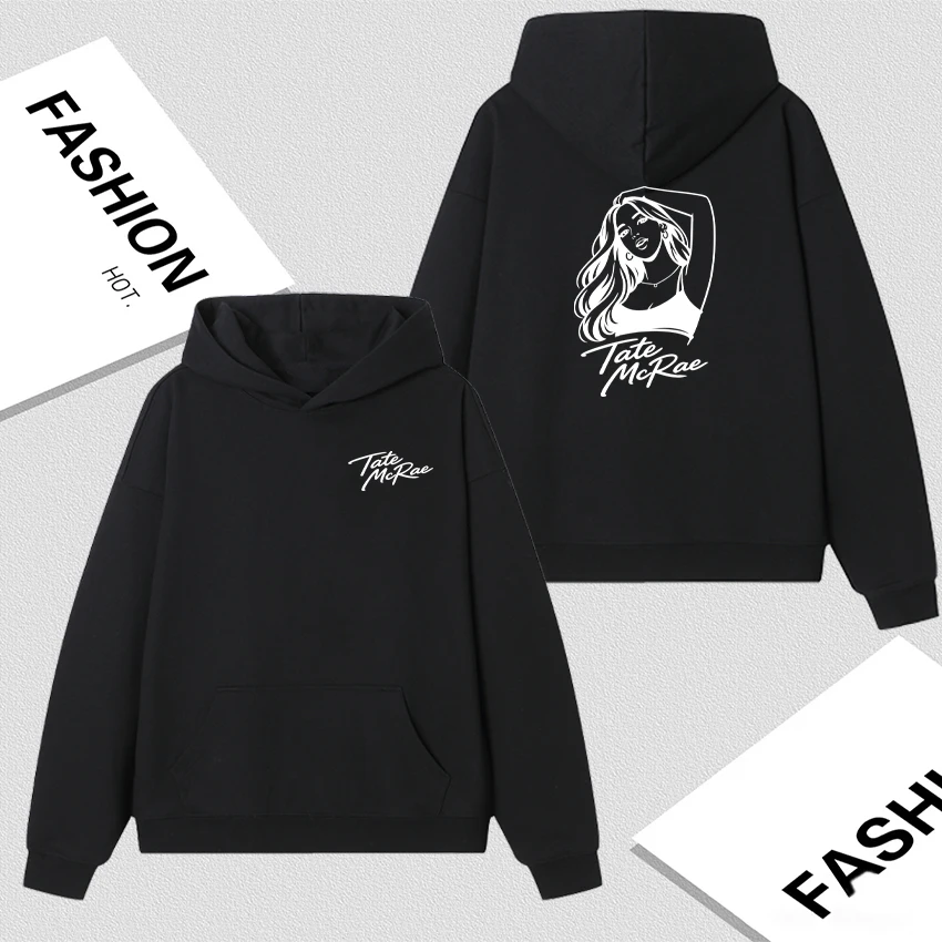 

Tate McRae Graphic Pop Star Hoodie Long sleeve Autumn Winter Men Women Fleece Casual Loose Sweatshirt Bodywarmer Pullover Unisex