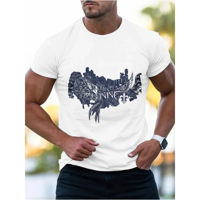 

Men's T-Shirt White First Central Mining Map Print High Quality Cotton 180g