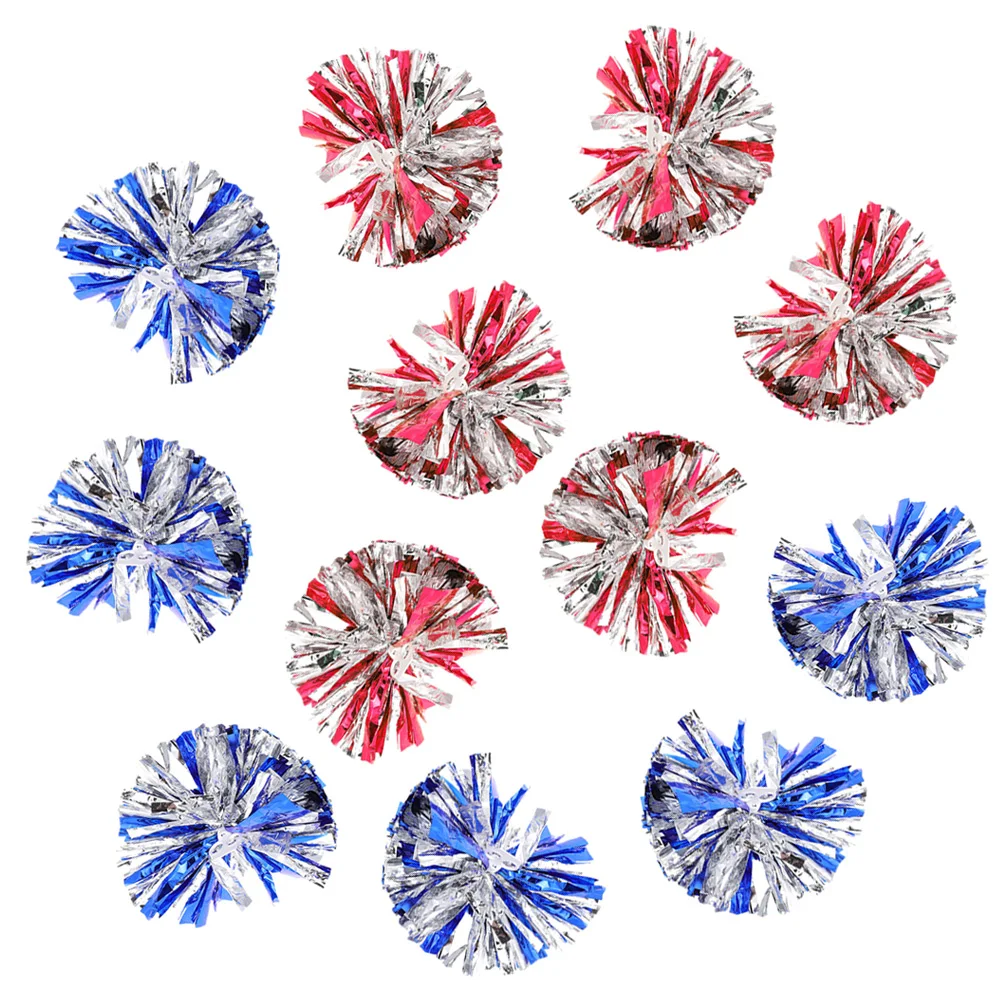 

12pcs Gymnastics Pom Poms 30cm Blue Silver Red Reusable Cheerleading Accessories Performance Props Dance Events
