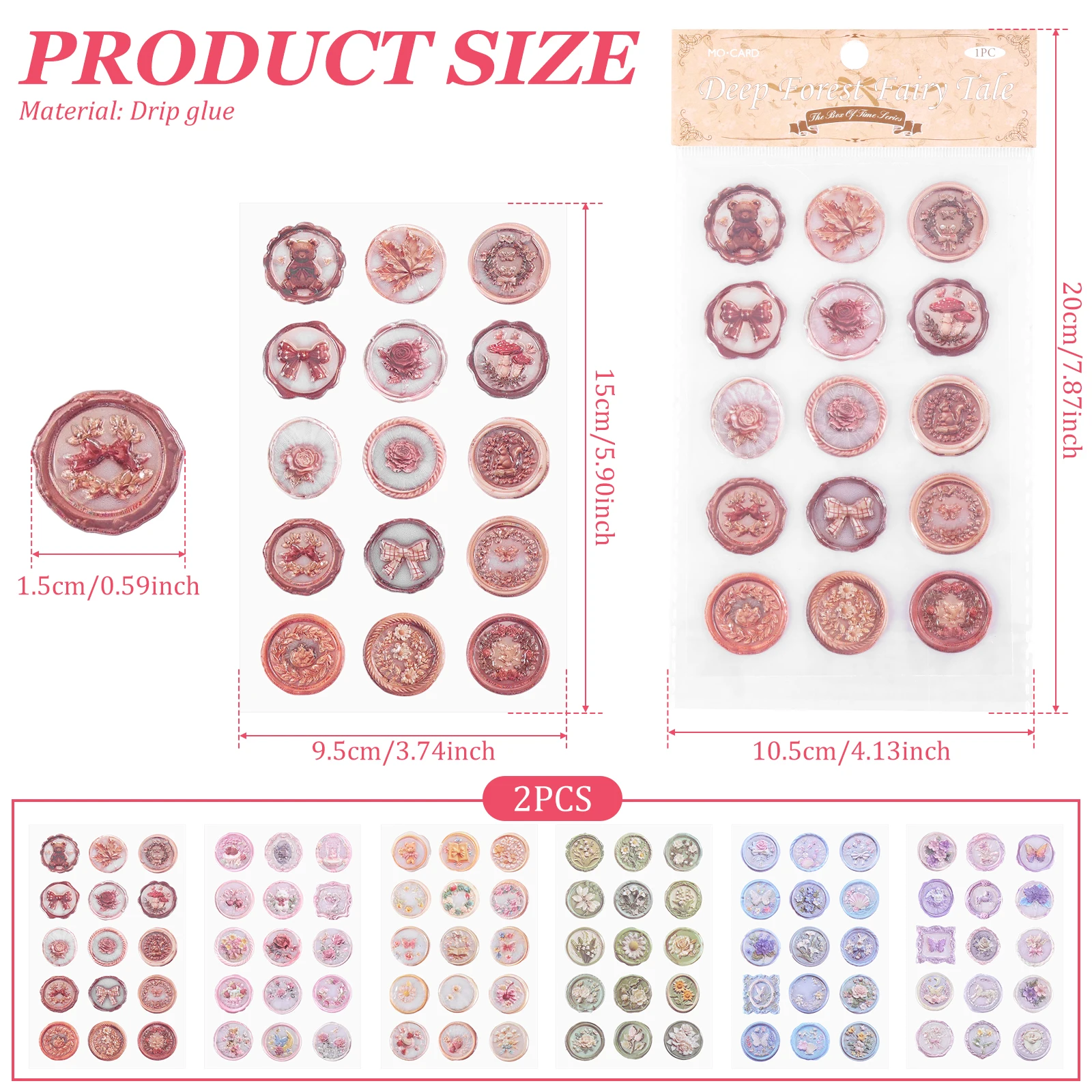 180 Pcs Envelope Seal Stickers DIY Scrapbooking Decor Envelope Creative Waterproof Flower Stickers Wax Stamp Scrapbook Sticker