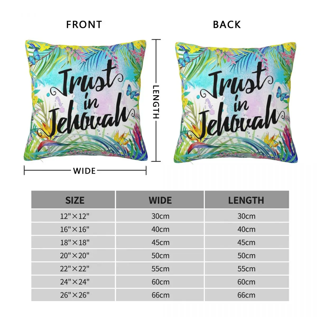 Trust In Jehovah Butterflies Flowers Pillowcase Polyester Linen Velvet Pattern Zip Decorative Throw Pillow Case Home Cover 18