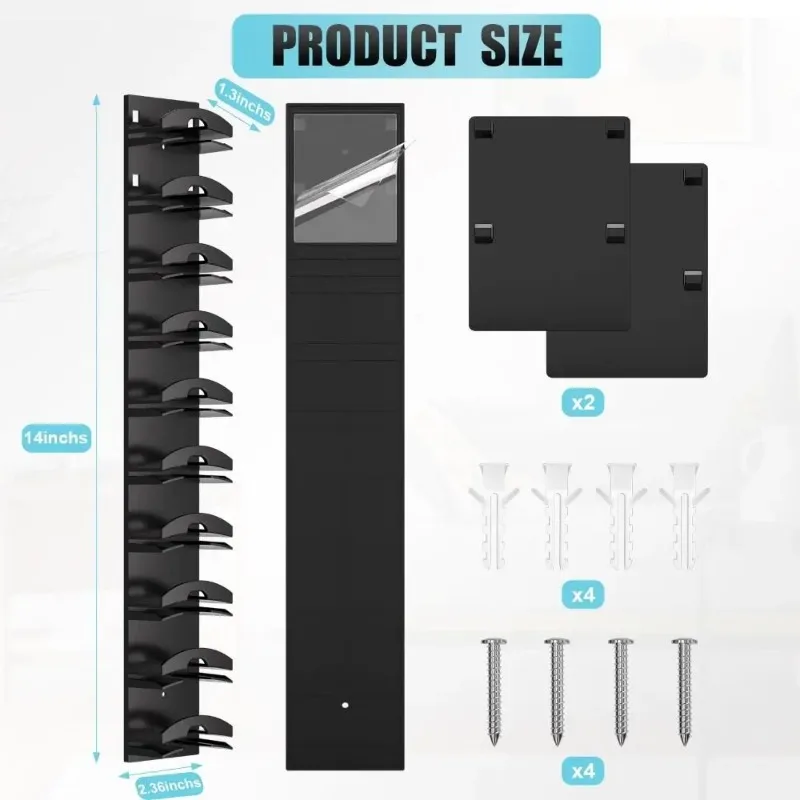 Plastic Hanging Cap Organizer for Door or Closet, Space Saving Baseball Hat Rack, Black/White, 14 Inch view 6
