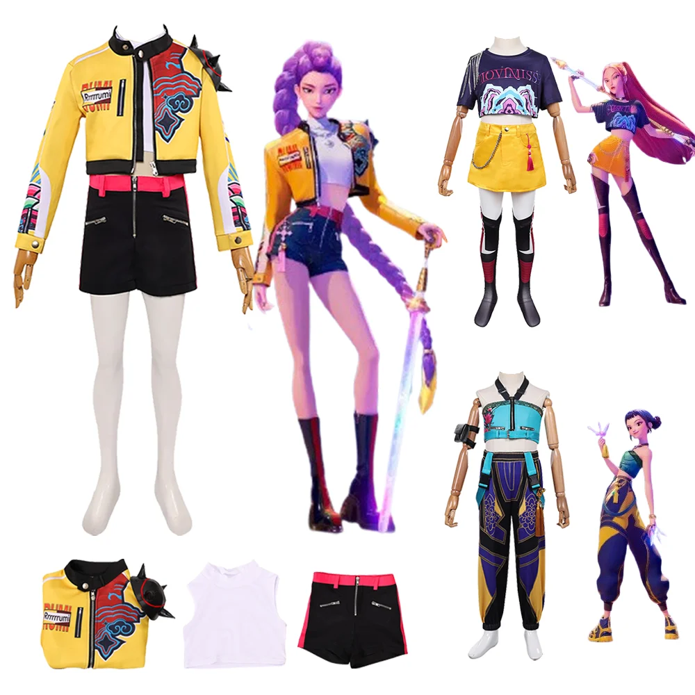 

KPop Demon Hunters Rumi Zoey Mira Cosplay Huntrix Girl Idol Group Costumes Roleplay For Children Girls Costume Halloween Disfraz