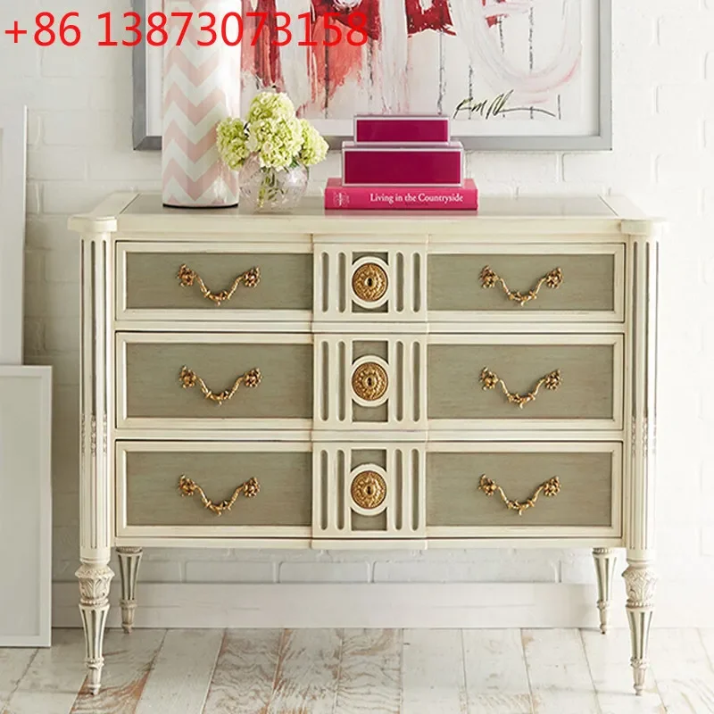 

European solid wood light luxury carved French small apartment retro 6 chest of drawers