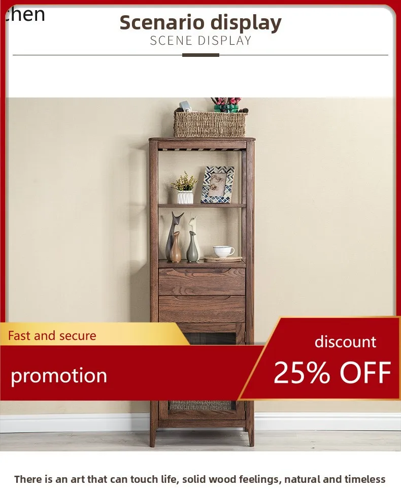 

YFY pure solid wood high hall cabinet red oak display cabinet glass partition cabinet living room wine rack