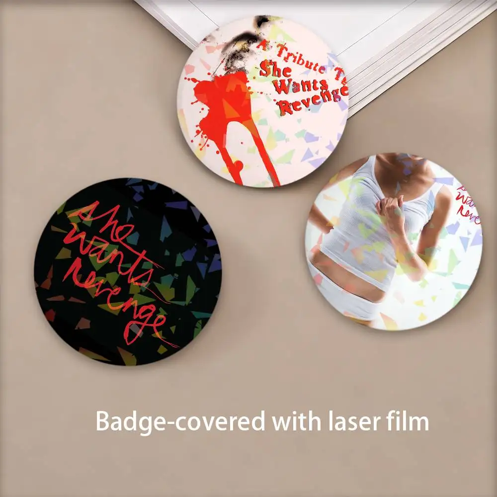 Punk Band S-She W-Wants R-Revenge Badges Round Laser Badge Brooch Backpack Accessories