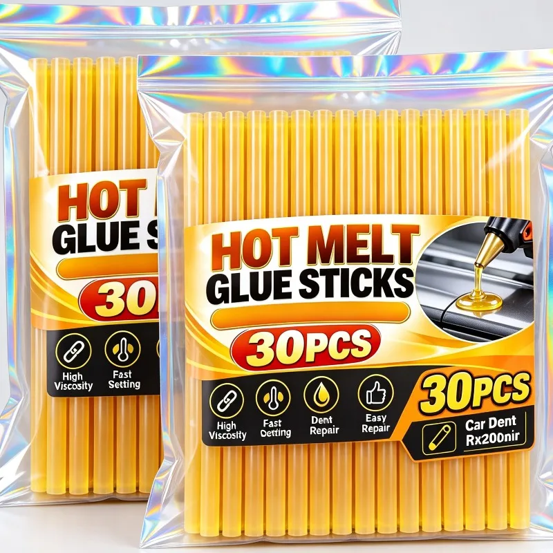 1-30pcs Car Dent Repair High Viscosity Hot Melt Glue Stick Yellow Hot Melt Sticks Strong Adhesive Easy Use Auto Body Fixing Tool