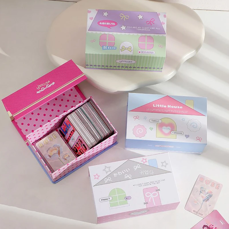 Kawaii 3 inch House Series Kpop Photocards Collect Box Small Cards Storage Box Classification Box Stationery Gifts