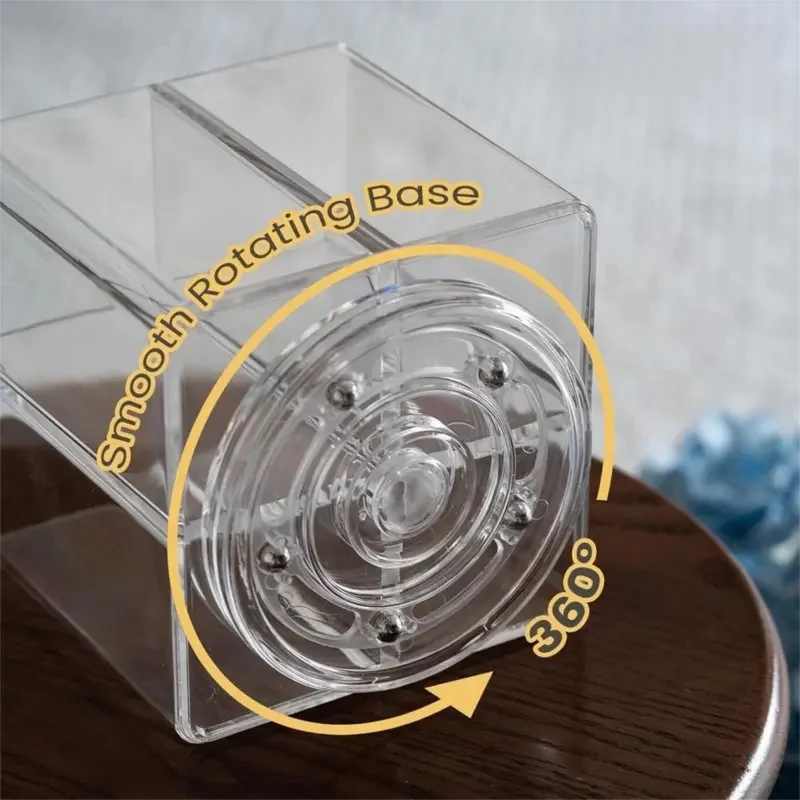 360 °   กล่องเก็บแปรงแต่งหน้าแบบหมุนได้ กล่องใส่แปรงแต่งหน้าแบบพกพาพร้อมช่องเก็บของหลายช่อง กล่องเครื่องมือแต่งหน้าบนโต๊ะ