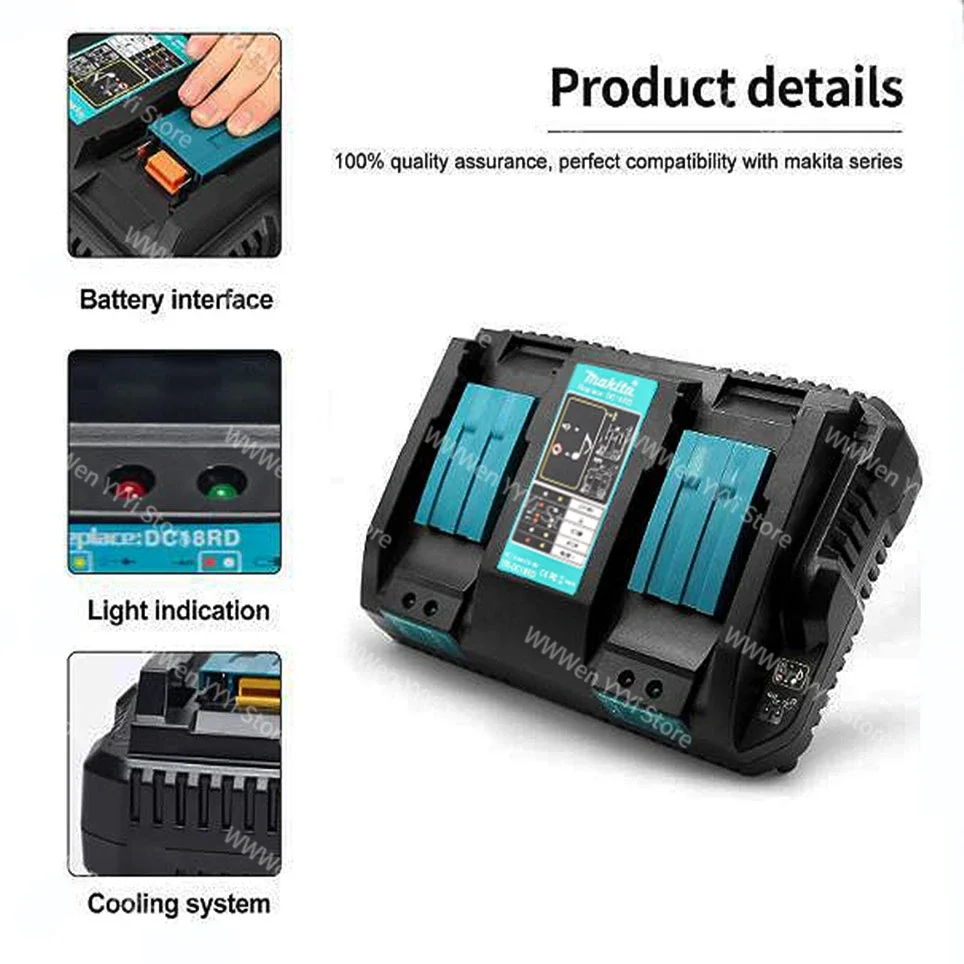 Original Makita 14.4V 18V 4A Hot Dual Battery Charger Charging Current BL1830 BL1815 BL1420 DC18RC DC18RD DC18RA Power Tools