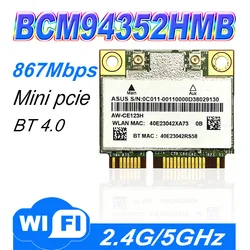 AW-CE123H AzureWave BCM4352 BCM94352HMB pół Mini PCIe pci-express 802.11AC 867 mb/s bezprzewodowa karta wi-fi WLAN Bluetooth