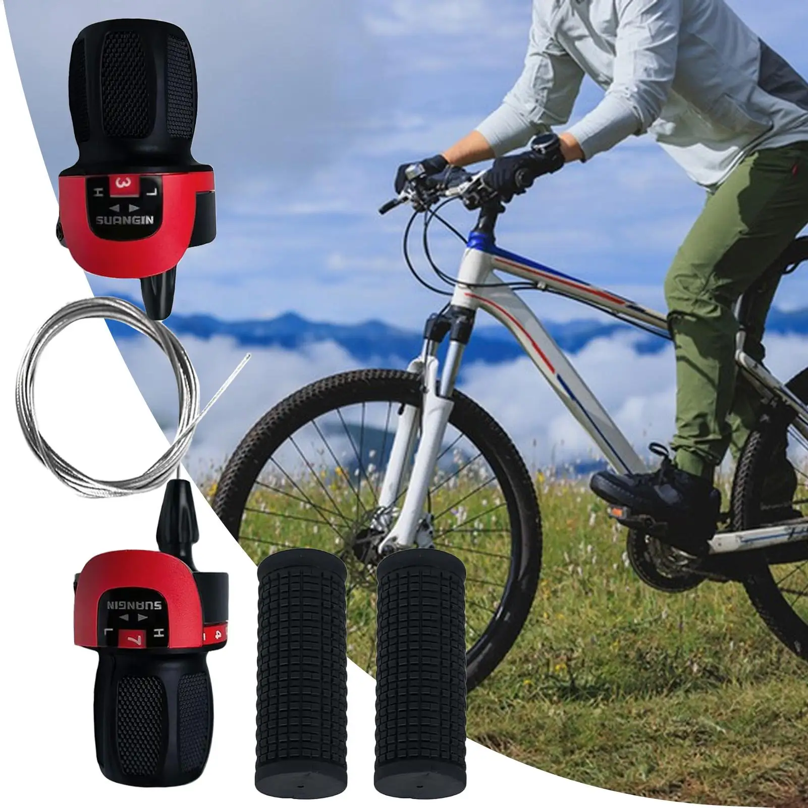 21 سرعة شيفتر مجموعة 1 زوج 3X7 سرعة قبضة والعتاد رافعة تحول عدم الانزلاق مقود قبضة للدراجات الإلكترونية للطي التنقل التدريب