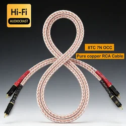 High Quality 8TC 7N OCC Pure copper RCA Cable Hi-end CD Amplifier Interconnect 2RCA to 2RCA Male Audio Cable