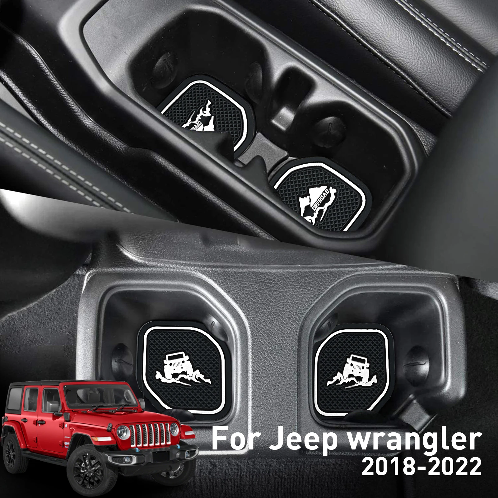 Non-Slip Car Cup Coaster Slot Pad for Jeep Wrangler Jl Jlu 2020-2022 Year Anti-Slip Mat Pocket Mat Interior Cup Holder Pad