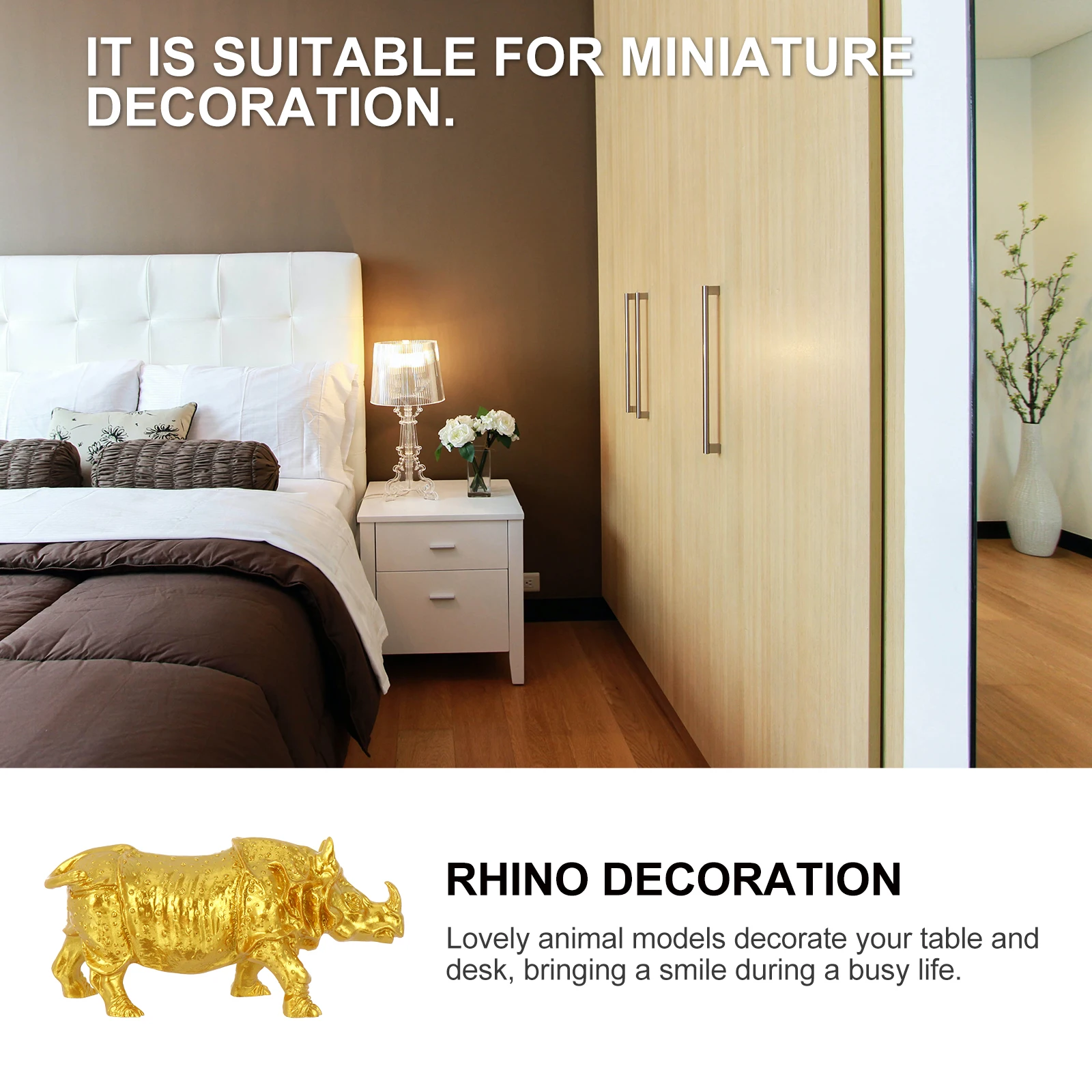 

Miniature Rhino Animal Ornament Desktop Decor For Home Desktop Decor Office Garden Micro Landscape Decoration Craft