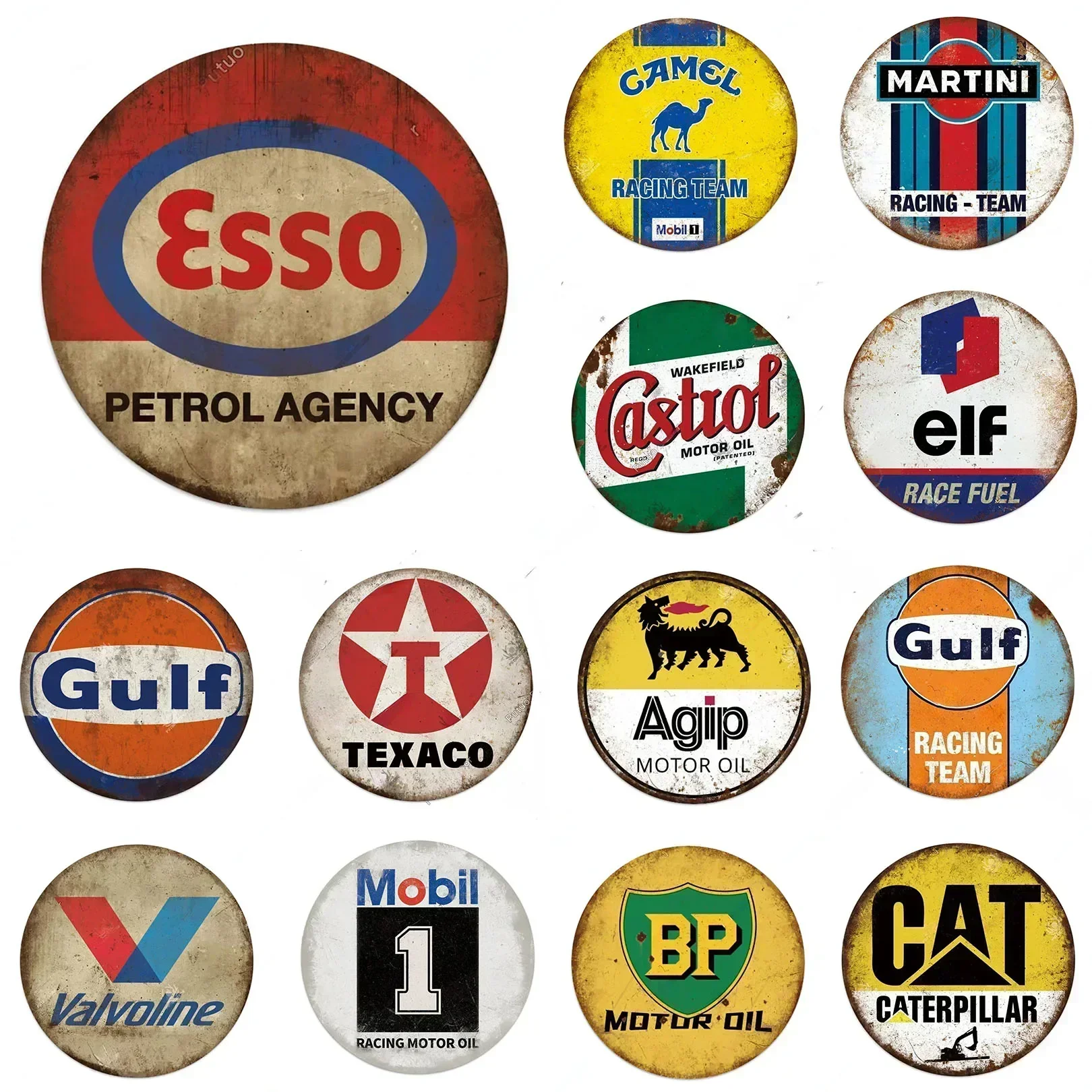 Vintage Retro Extra Gas Oils Round Metal Sign Rustic Decor Wall Art Posters Funny Iron Painting For Home Bar Pub Cafe Garage