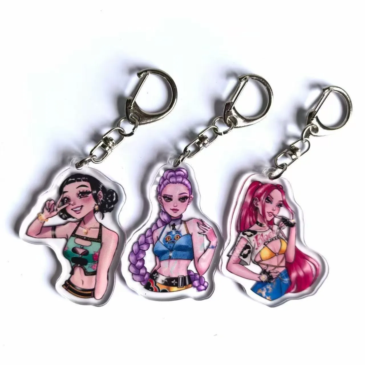 

3Pcs Kawaii K pop Demon Hunters Rumi Anime Merchandise Keychain Anime Pendant Backpack Accessory Gift For Girls