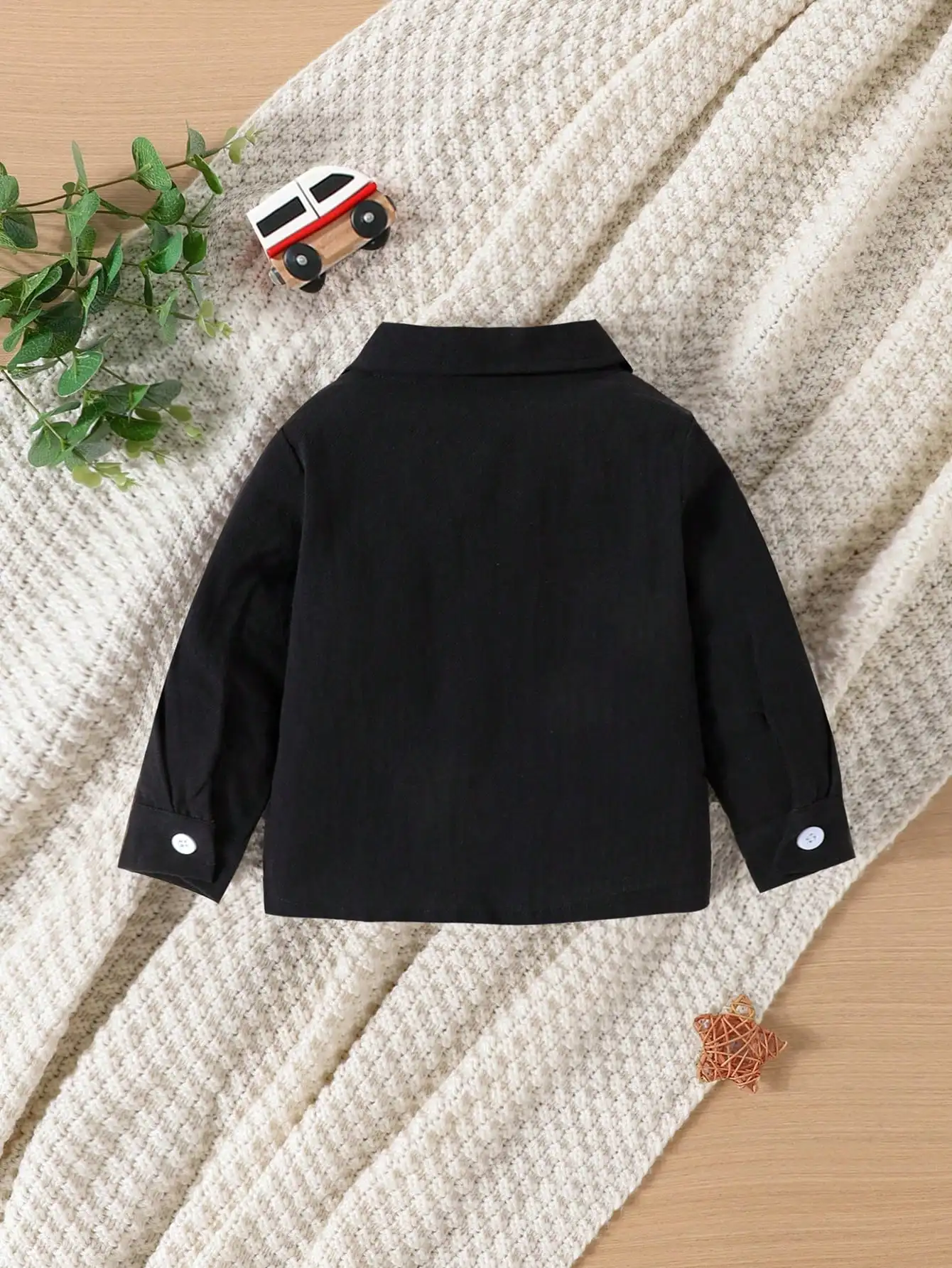 Autumn Baby Boy Casual Outdoor Simple Black Shirt Long Sleeve Coat Small Dinosaur Embroidery Cotton Outer Wear Shirt DX0384