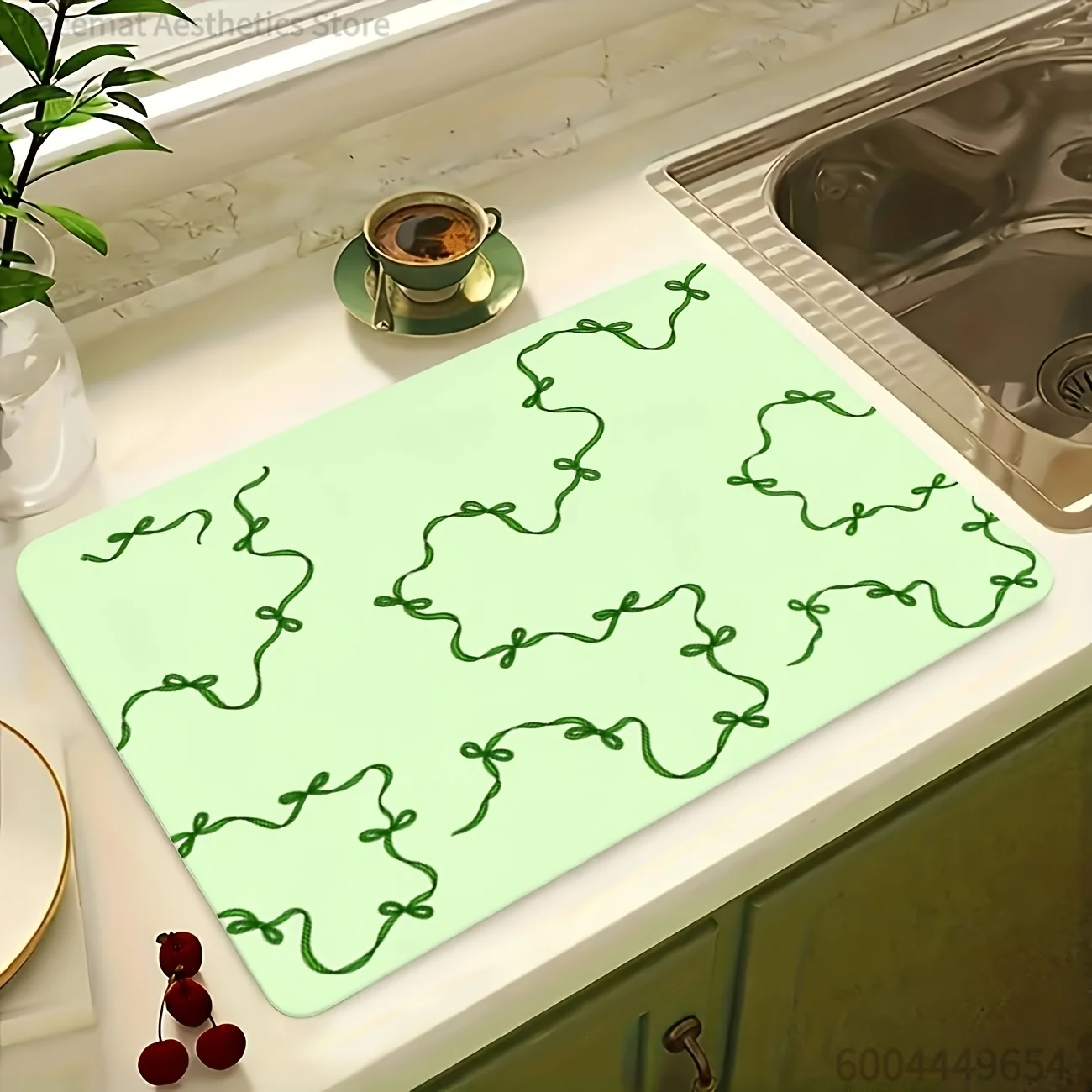 Floral & Cartoon Animal Print Super Absorbent Drying Mat, Waterproof Kitchen Drain Pad, Decorative Placemat for Coffee Maker