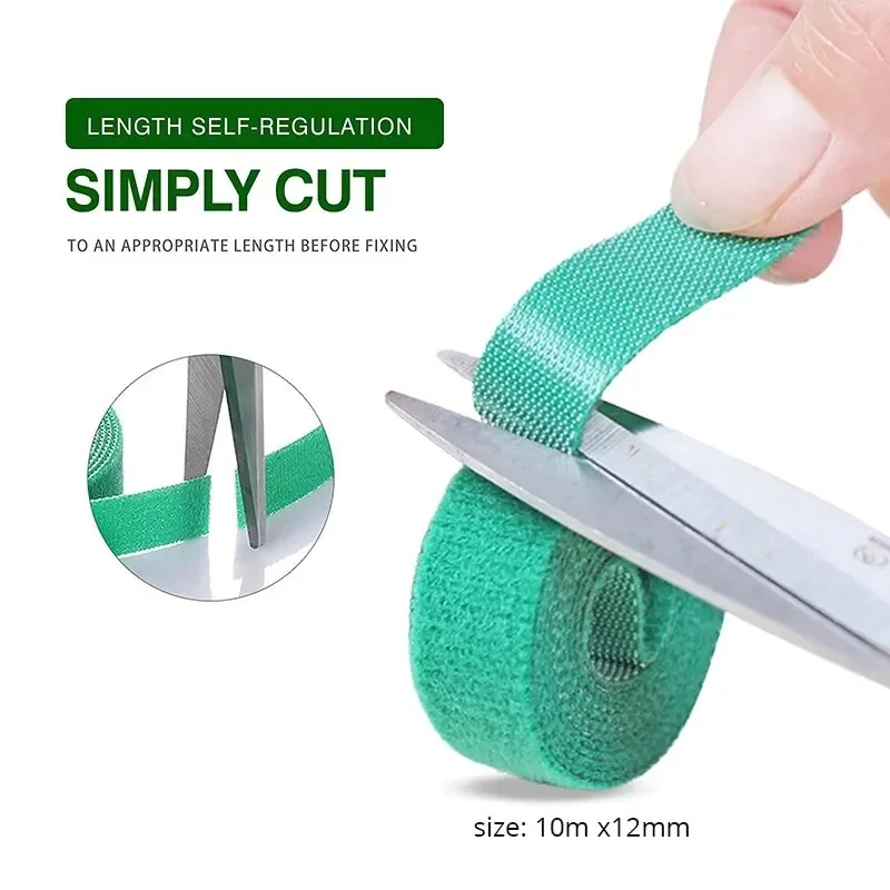 Cord Tie Strap Green Gardening Tape 10m X12mm in 1 Roll Recycle and Reusable