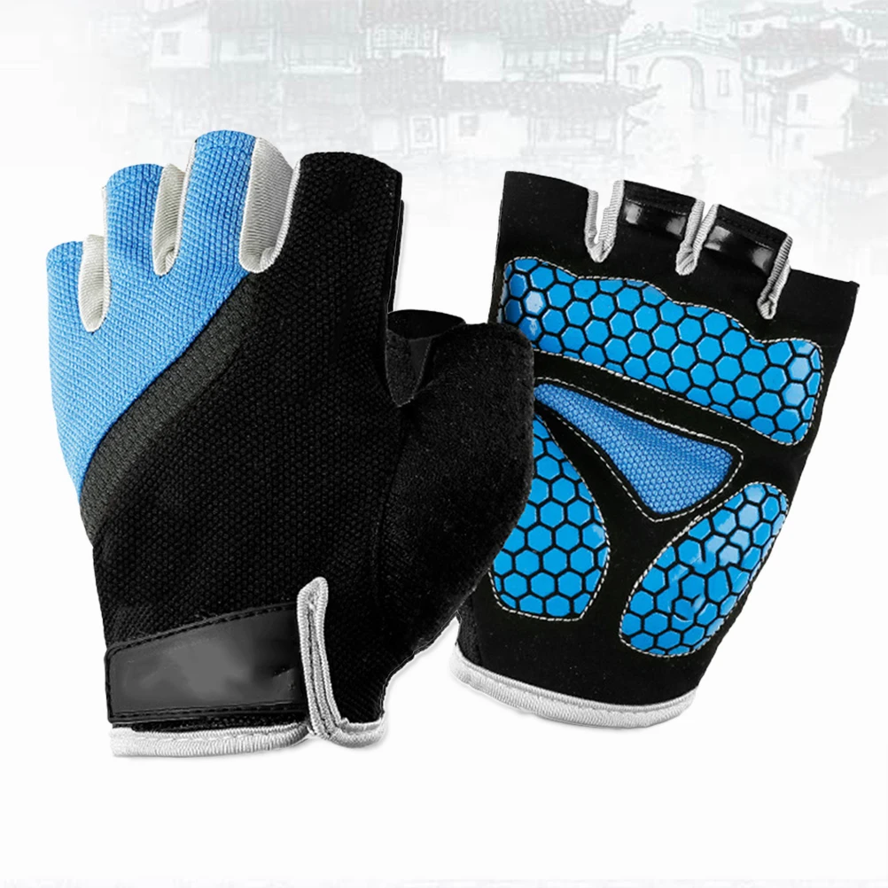 

1 Pair Cycling Gloves Breathable Anti-Slip Half Finger Outdoor Sports Workout Fitness Riding Gloves Gel Padded Blue S