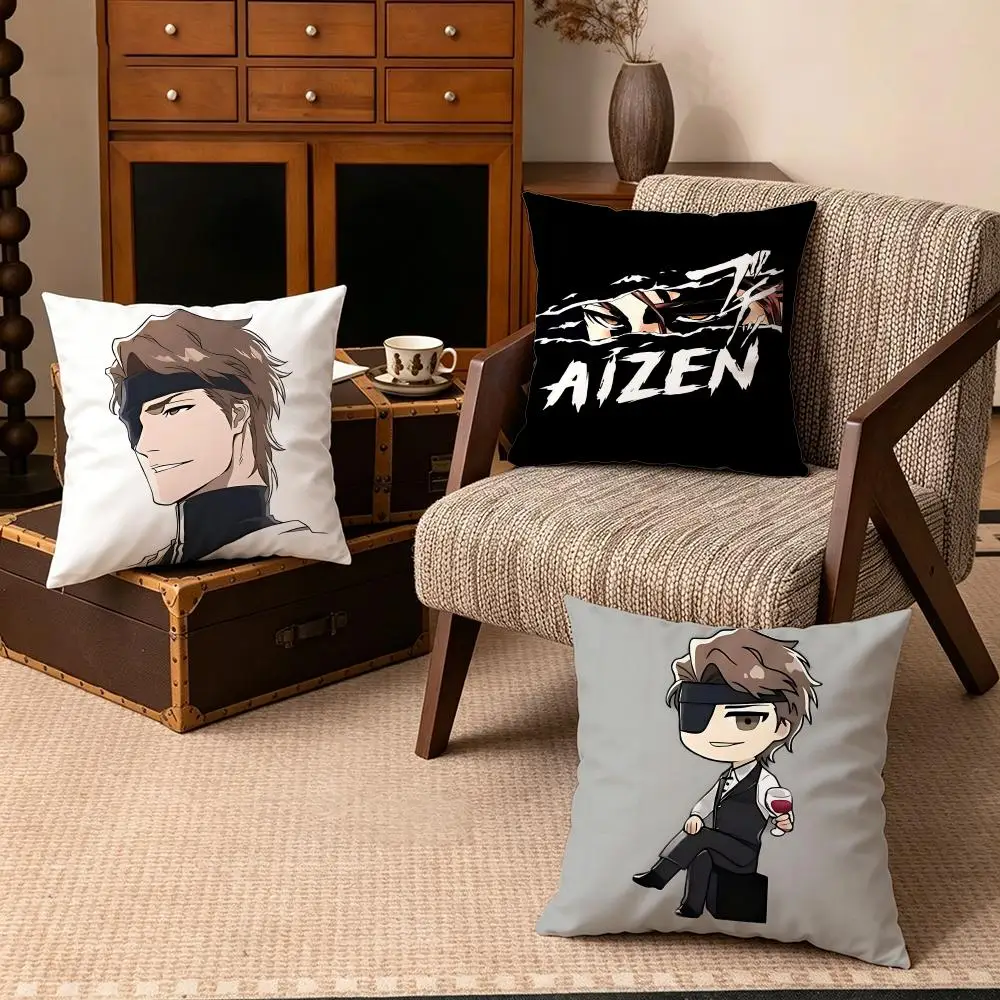 Anime-Sosuke AizenS Cushion Cover Soft Velvet Cushion Cover Set 4Pcs 50x50 45x45 40x40 – Zipper Pillowcase for Home Deco