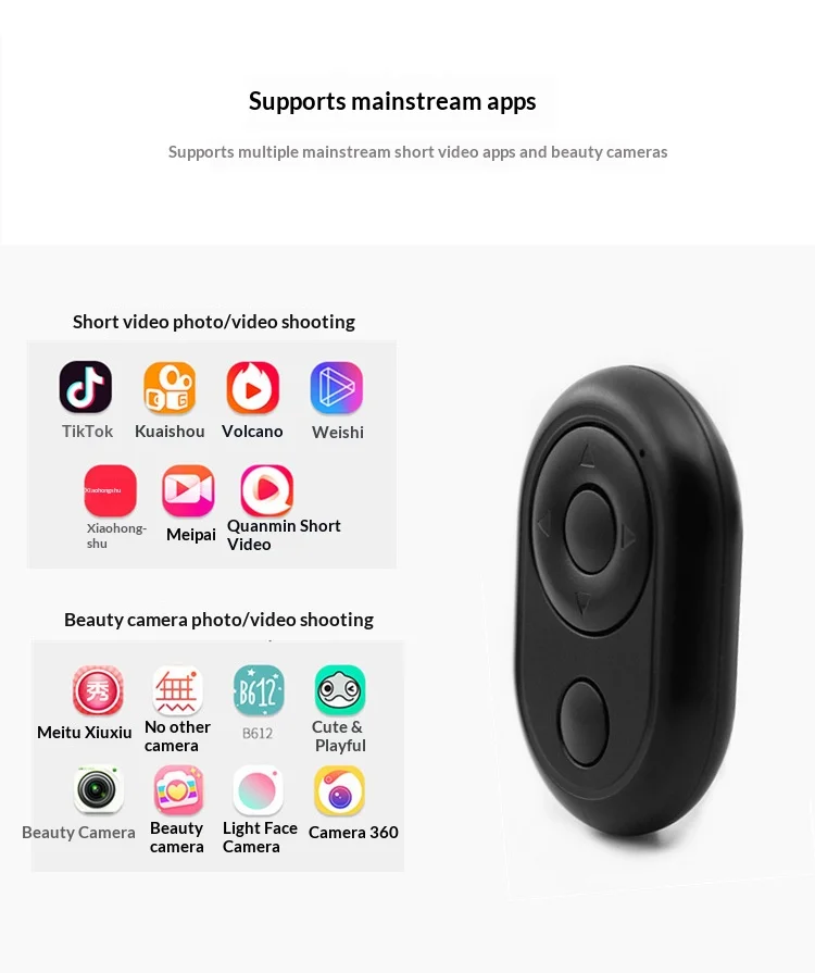 Bluetooth Remote for iPhone Xiaomi IOS Android Phone Universal Remote Control Selfie Stick Bluetooth Camera Controller view 4