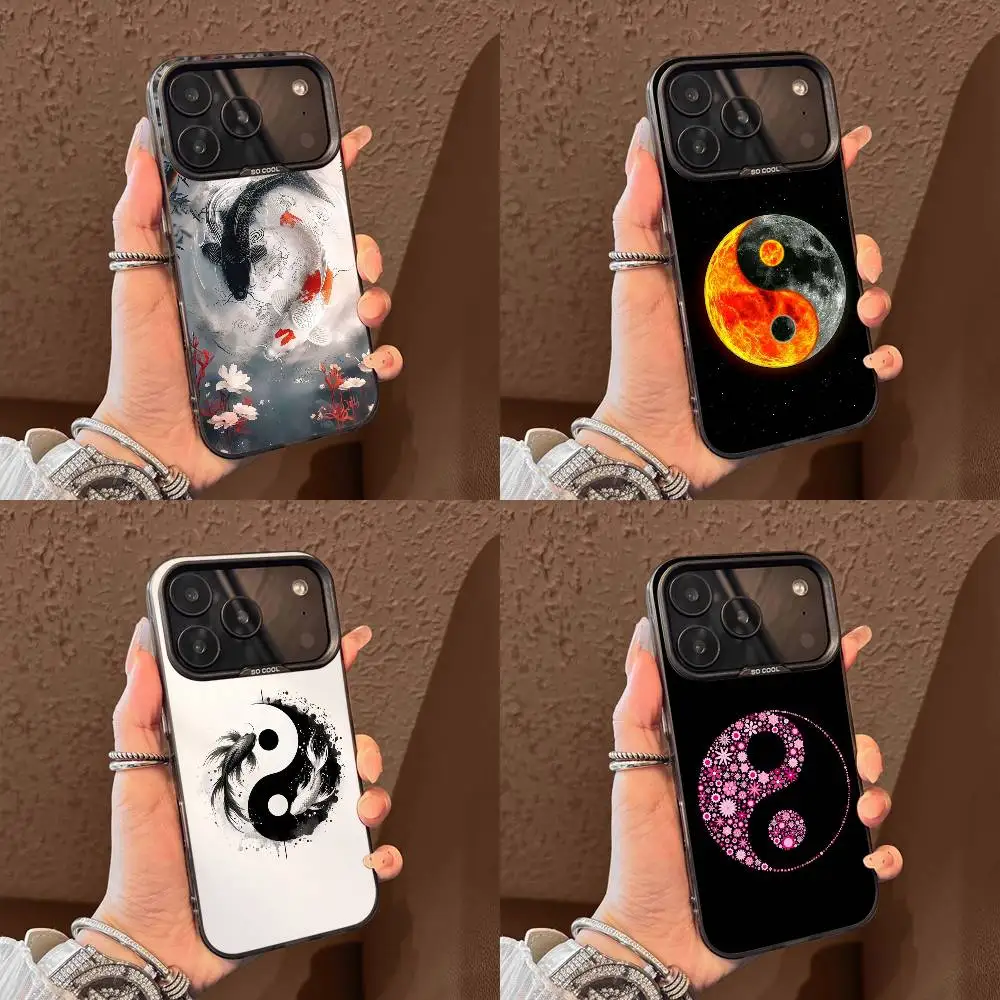 

Koi Yin Yang Bagua Flower Phone Case For iPhone 17,16,15,14,13,12,11,Pro,Max,Plus,E,Air,Mini Black Tpu Cover