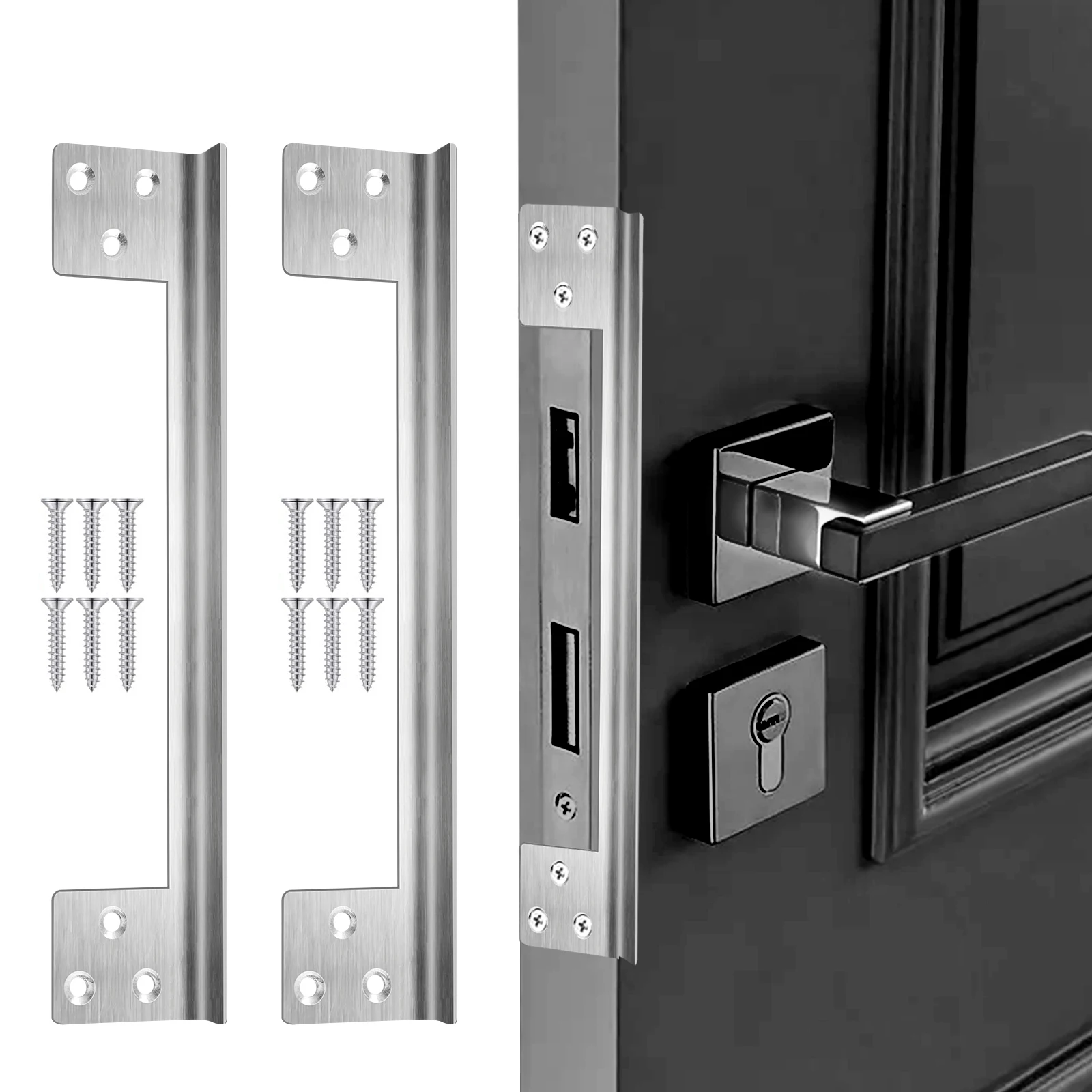 

1/2pcs 7 inch Door Latch Guard Shield Plates Outswing Door Security latch plate Door Reinforcement Striker Plate