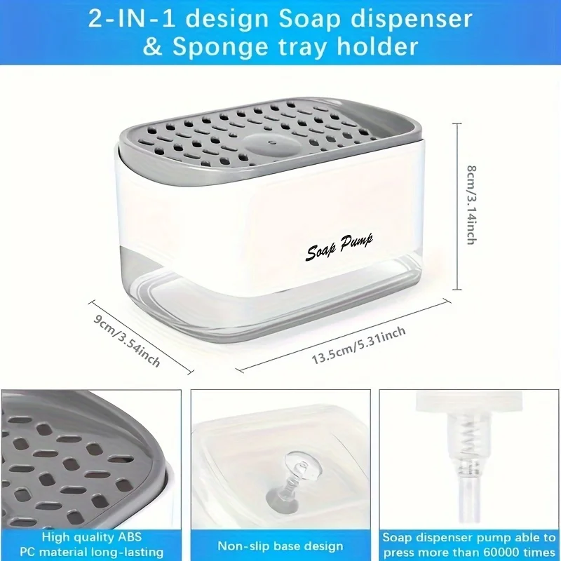 1pc Premium Quality Soap Dispenser, Dish Soap Dispenser for Kitchen，Kitchen Push Bottle Auto-Filler